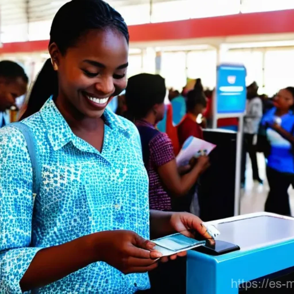 모잠비크에서 국제 전화 및 인터넷 사용법 - **Prompt:** A dynamic scene inside the arrivals hall of Maputo International Airport, Mozambique. A ...