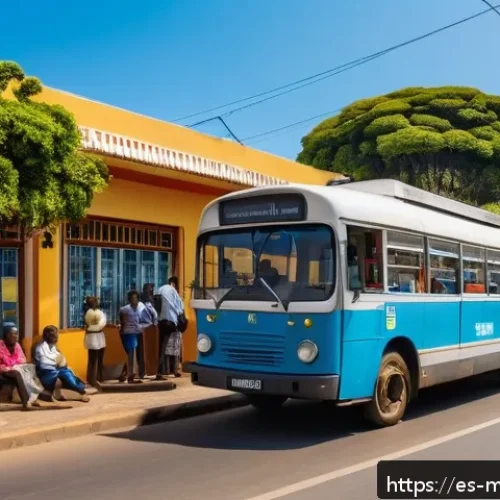 마푸투 버스 및 택시 정보 - A bustling urban street scene in Maputo featuring a mix of old and modern city buses traveling along...