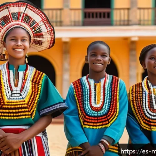 포르투갈 식민지 시절 모잠비크 - A vibrant cultural festival scene in Mozambique showcasing traditional Makua dancers wearing colorfu...